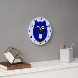 Reloj Redondo Mediano Diseño de búho azul