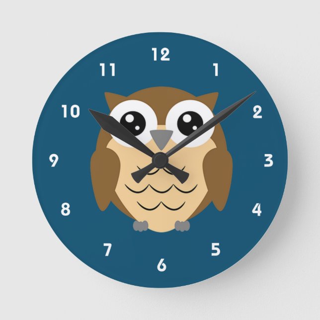 Reloj Redondo Mediano Diseño de búho de hoot (Anverso)