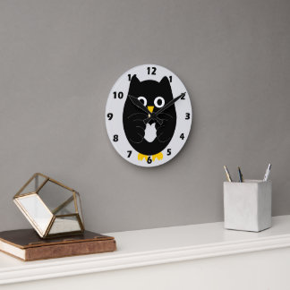 Reloj Redondo Mediano Diseño de búho negro
