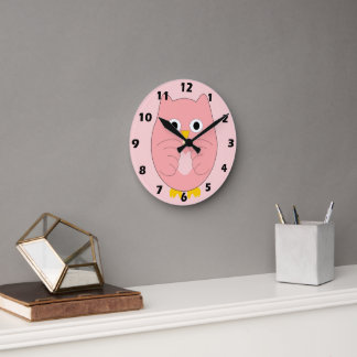 Reloj Redondo Mediano Diseño de búho rosa