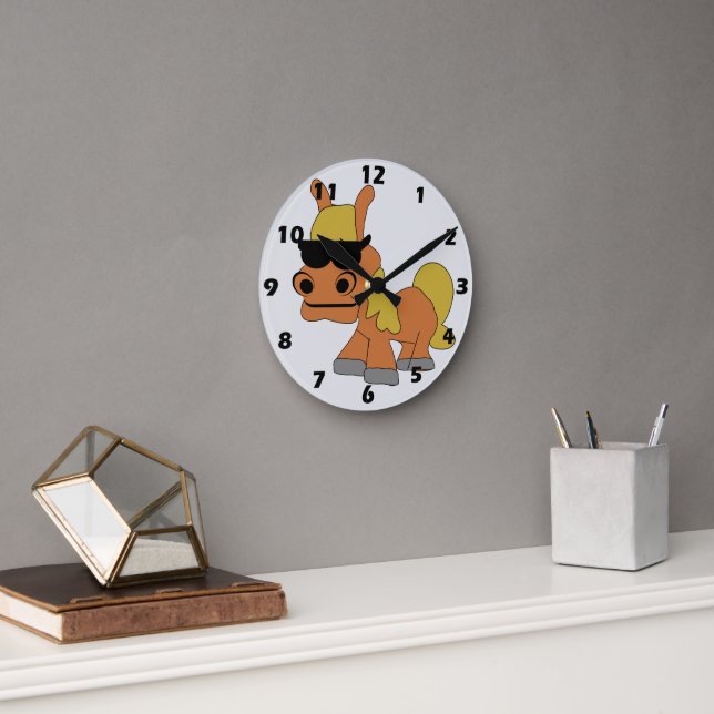 Reloj Redondo Mediano Diseño de Caballo (Oficina)