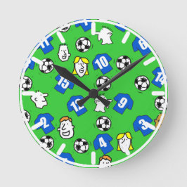 Reloj Redondo Mediano Diseño de camiseta de fútbol con camisetas azules
