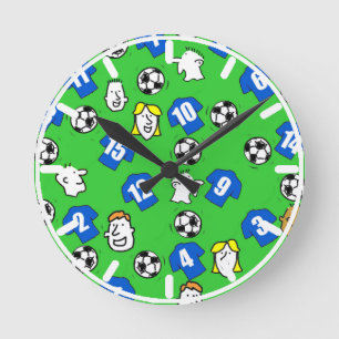 Reloj Redondo Mediano Diseño de camiseta de fútbol con camisetas azules