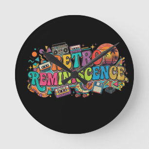 Reloj Redondo Mediano Diseño de camiseta de reminiscencia retro