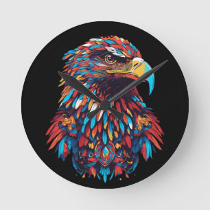 Reloj Redondo Mediano Diseño de camiseta del águila patriótica psicodéli