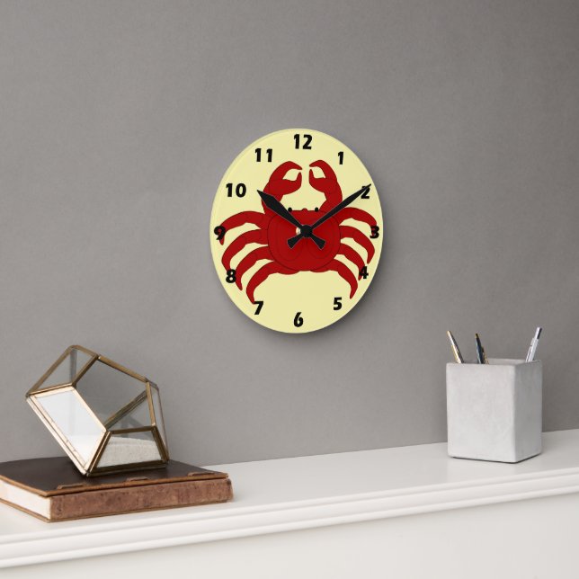 Reloj Redondo Mediano Diseño de cangrejo rojo (Oficina)