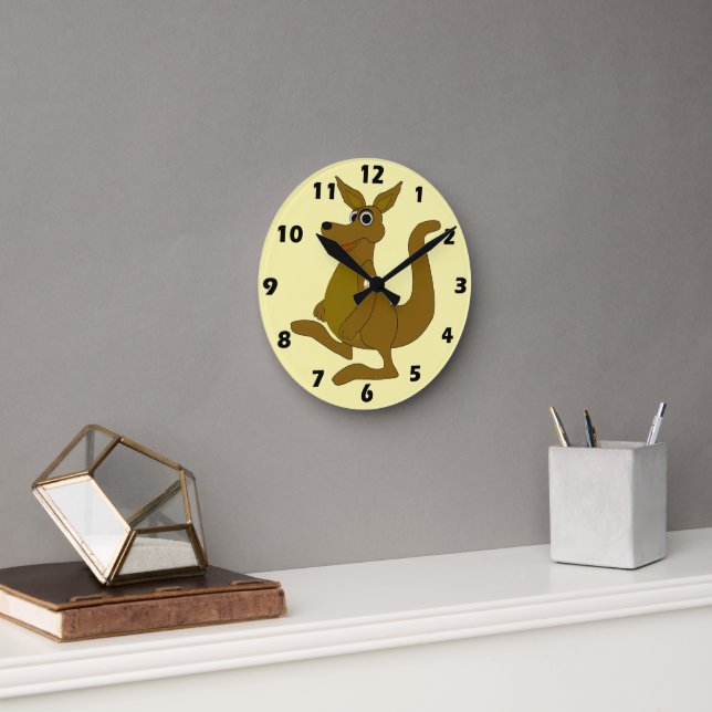 Reloj Redondo Mediano Diseño de canguro marrón (Oficina)