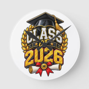 Reloj Redondo Mediano Diseño de Celebración de Graduación de la Clase de