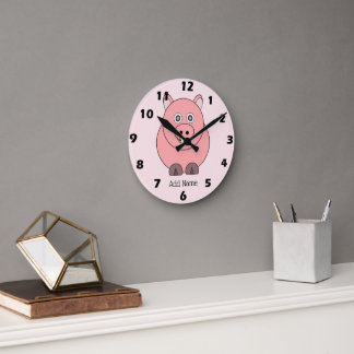 Reloj Redondo Mediano Diseño de cerdos personalizado