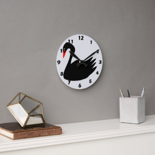Reloj Redondo Mediano Diseño de cisne negro