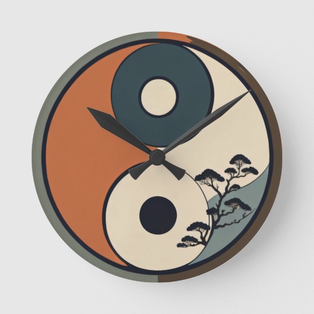Reloj Redondo Mediano Diseño de Clock Yin Yang (Anverso)