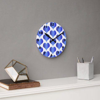 Reloj Redondo Mediano Diseño de Corazones Azules