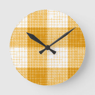 Reloj Redondo Mediano Diseño de cuadros atrevidos amarillos y blancos