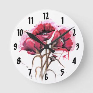 Reloj Redondo Mediano Diseño de cuentagotas de color rojo