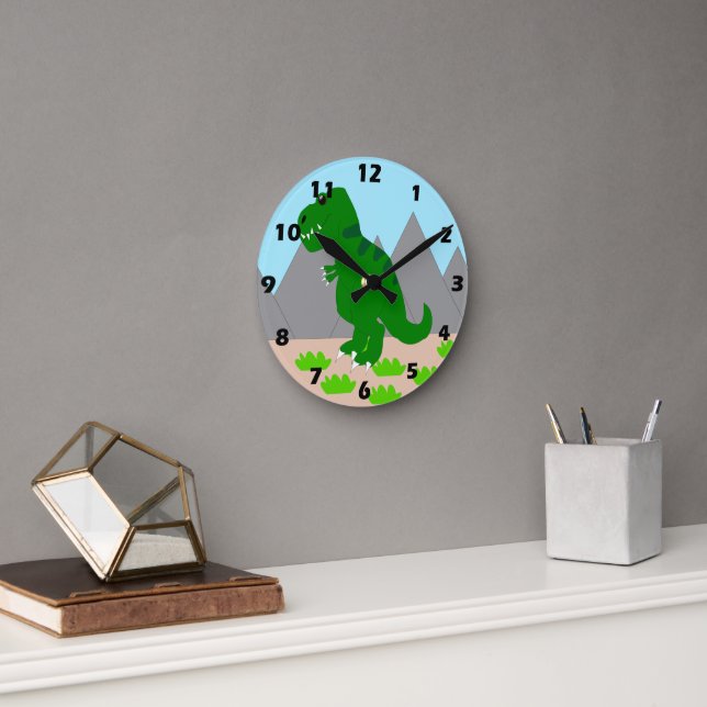 Reloj Redondo Mediano Diseño de Dinosaurio T-Rex (Oficina)