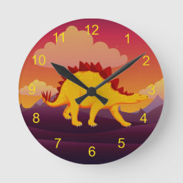 Reloj Redondo Mediano Diseño de dinosaurios estegosaurios