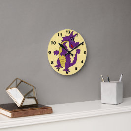 Reloj Redondo Mediano Diseño de Dragón Púrpura