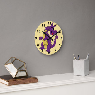 Reloj Redondo Mediano Diseño de Dragón Púrpura