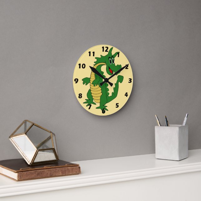 Reloj Redondo Mediano Diseño de Dragón Verde (Oficina)
