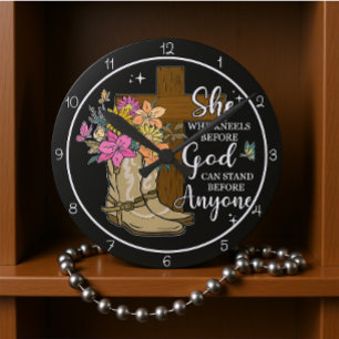 Reloj Redondo Mediano Diseño de Ella Que Se Arrodilla Ante Dios