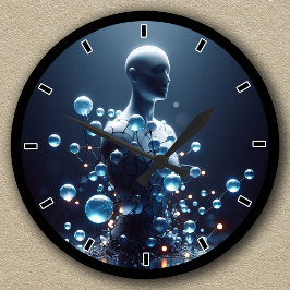 Reloj Redondo Mediano Diseño de energía molecular futurista de personali