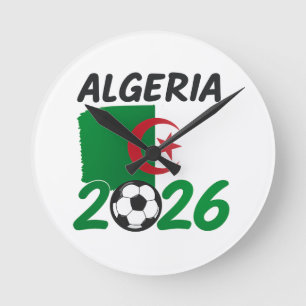 Reloj Redondo Mediano Diseño de fanático de fútbol de Argelia 2026 con e