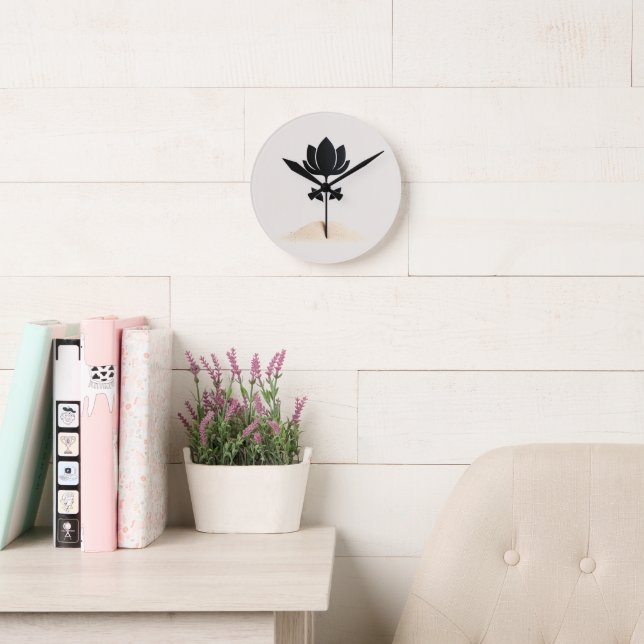 Reloj Redondo Mediano Diseño de flores abstractas (Sala de lectura)