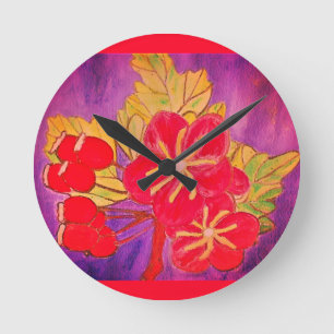 RELOJ REDONDO MEDIANO DISEÑO DE FLORES BRILLANTES DE ARTE BRILLO VERDE R