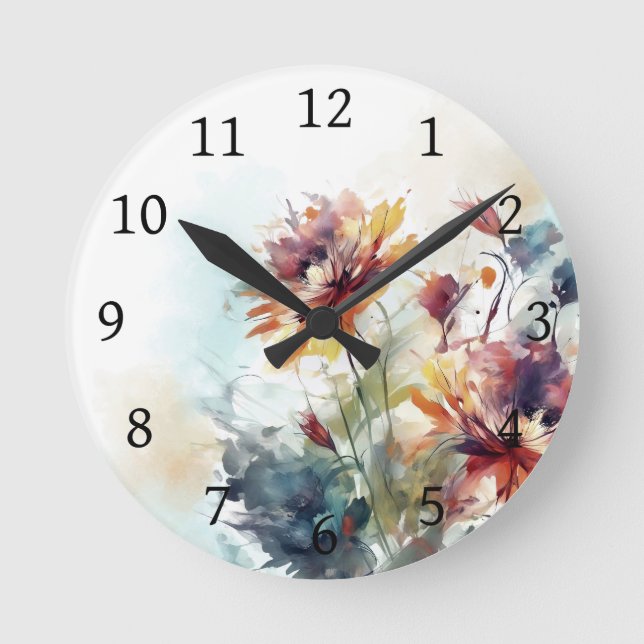 Reloj Redondo Mediano Diseño de flores florales 310 (Anverso)