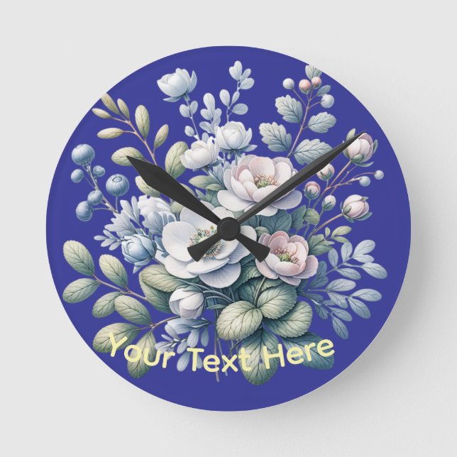 Reloj Redondo Mediano diseño de flores personalizado (Anverso)