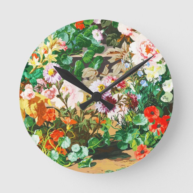 Reloj Redondo Mediano Diseño de flores silvestres (Anverso)