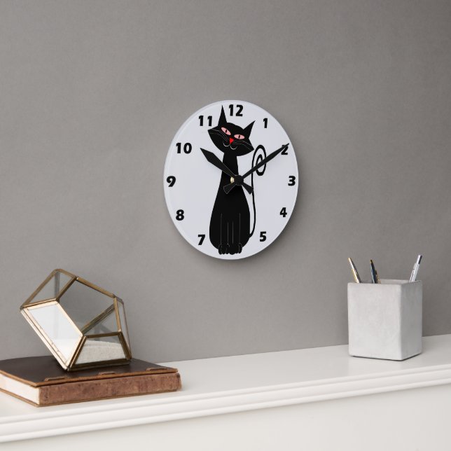 Reloj Redondo Mediano Diseño de gato (Oficina)