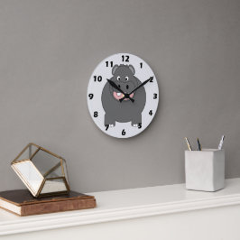 Reloj Redondo Mediano Diseño de Hipopótamo