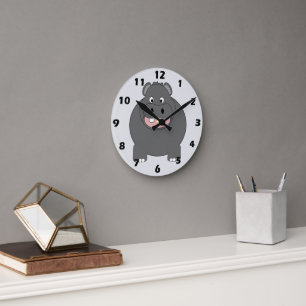 Reloj Redondo Mediano Diseño de Hipopótamo
