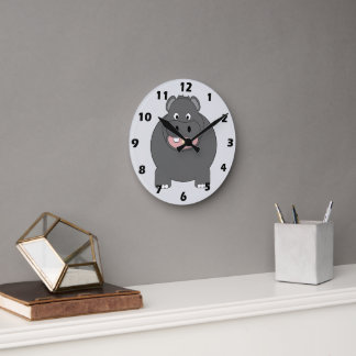 Reloj Redondo Mediano Diseño de Hipopótamo