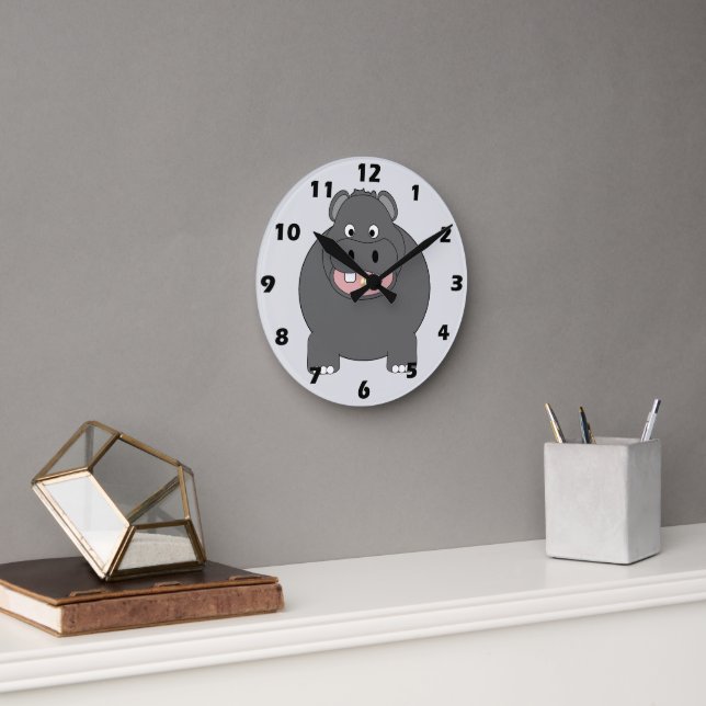 Reloj Redondo Mediano Diseño de Hipopótamo (Oficina)