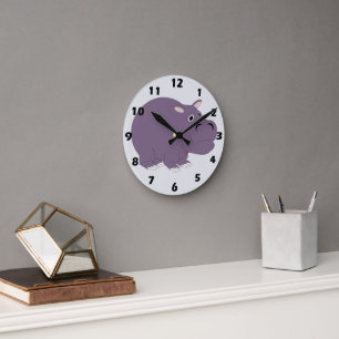 Reloj Redondo Mediano Diseño de Hipopótamo