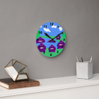 Reloj Redondo Mediano Diseño de Hipopótamo