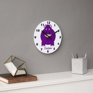 Reloj Redondo Mediano Diseño de Hipopótamo Personalizado