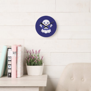 Reloj Redondo Mediano Diseño de ilustración divertida de fantasma espelu