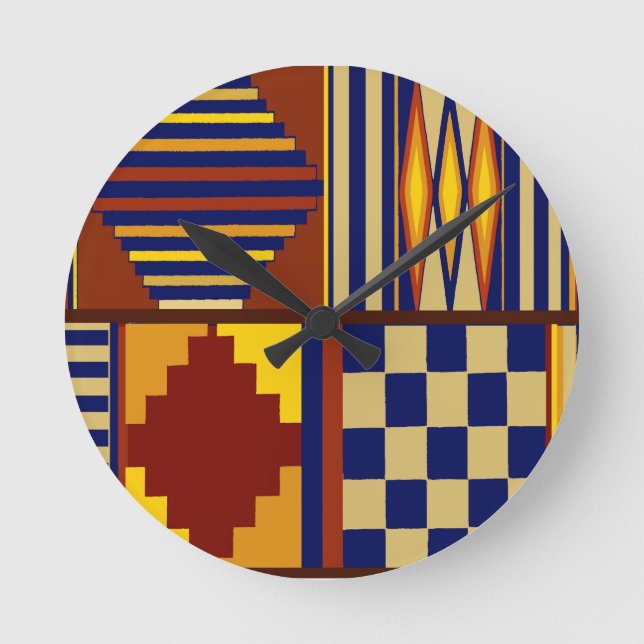 Reloj Redondo Mediano Diseño de la alfombra de Kilim Prayer (Anverso)