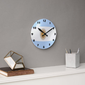 Reloj Redondo Mediano Diseño de la bandera argentina