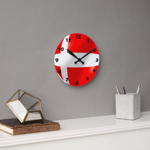 Reloj Redondo Mediano Diseño de la bandera danesa