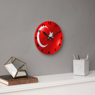 Reloj Redondo Mediano Diseño de la bandera turca