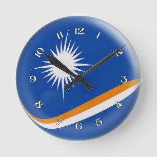 Reloj Redondo Mediano Diseño de la burbuja de la bandera de Marshall