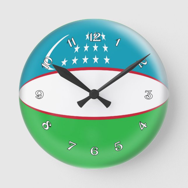 Reloj Redondo Mediano Diseño de la burbuja de la bandera de Uzbekistán (Anverso)