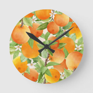 Reloj Redondo Mediano Diseño de la cocina de Citrus Naranja