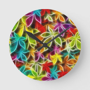 Reloj Redondo Mediano Diseño de la hoja de Fractalius