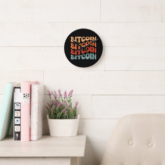 Reloj Redondo Mediano Diseño de la tipografía criptográfica de Bitcoin W