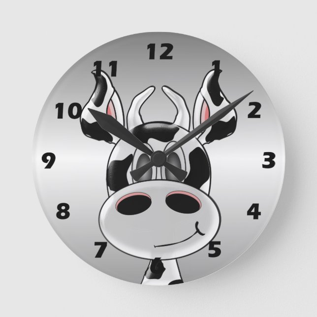 Reloj Redondo Mediano Diseño de la vaca (Anverso)